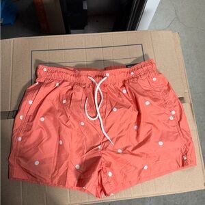 H&M Coral Polka Dot Men's Athletic Swim Shorts